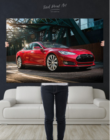 Red Tesla Model S Canvas Wall Art - image 1