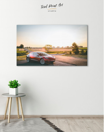 Red Tesla Model 3 Canvas Wall Art - image 6