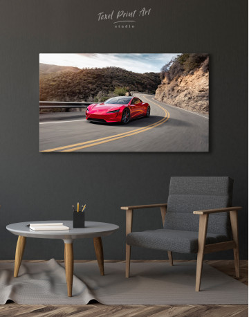 Red Tesla Roadster Canvas Wall Art - image 6