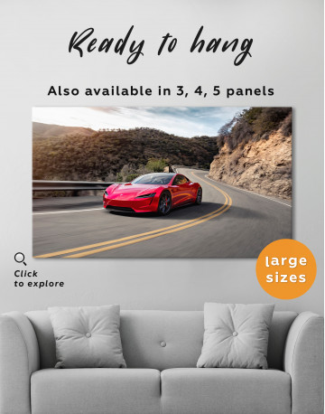 Red Tesla Roadster Canvas Wall Art - image 2