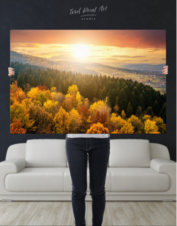 Pine Forest with in Autumn Canvas Wall Art - image 1