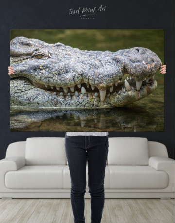 Big African Crocodile Canvas Wall Art - image 1