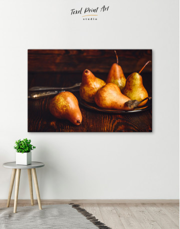 Golden Pears on Wooden Table Canvas Wall Art - image 4