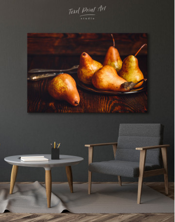 Golden Pears on Wooden Table Canvas Wall Art - image 6
