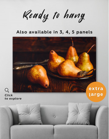 Golden Pears on Wooden Table Canvas Wall Art - image 7
