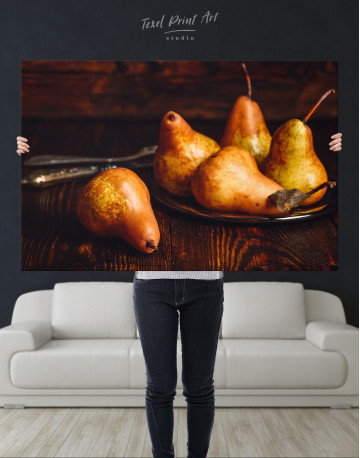 Golden Pears on Wooden Table Canvas Wall Art - image 8