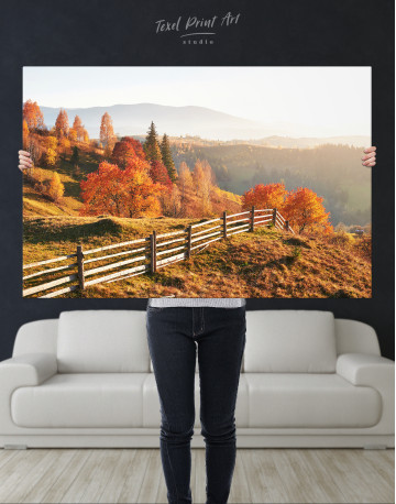 Birch Forest in Sunny While Autumn Canvas Wall Art - image 1