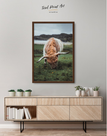 Framed Scottish Highland Calf Canvas Wall Art