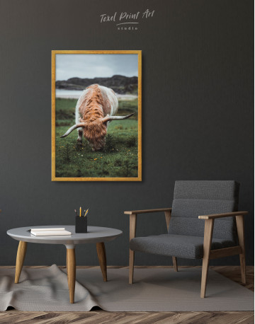 Framed Scottish Highland Calf Canvas Wall Art - image 3
