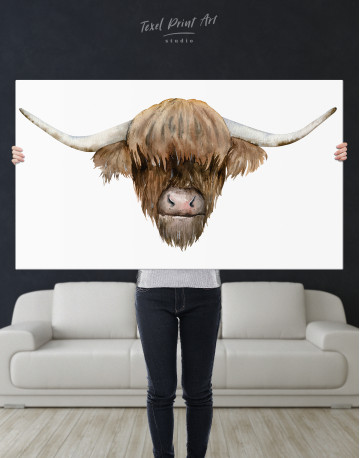 Scottish Highland Cow Painting Canvas Wall Art - image 1