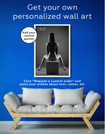 Framed Black and White Nude Woman Back Canvas Wall Art - image 3