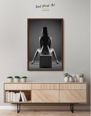 Framed Black and White Nude Woman Back Canvas Wall Art