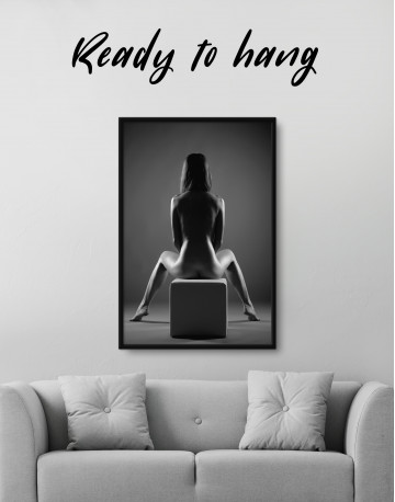 Framed Black and White Nude Woman Back Canvas Wall Art - image 2