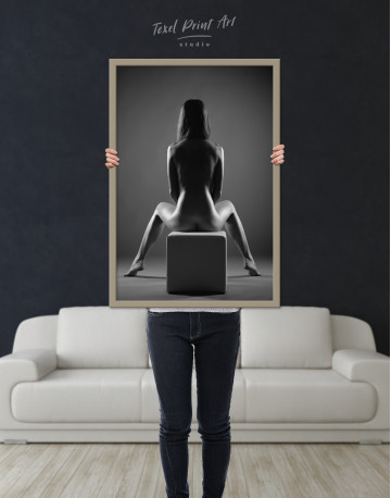Framed Black and White Nude Woman Back Canvas Wall Art - image 1