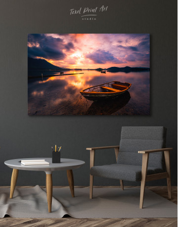 Sunset Clouds in the Sky over the Lake Canvas Wall Art - image 3
