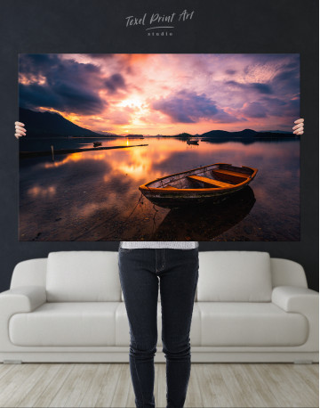 Sunset Clouds in the Sky over the Lake Canvas Wall Art - image 1