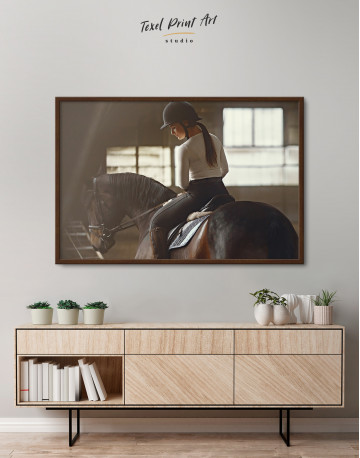 Framed Elegant Girl with a Horse Canvas Wall Art