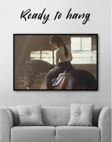 Framed Elegant Girl with a Horse Canvas Wall Art - image 2