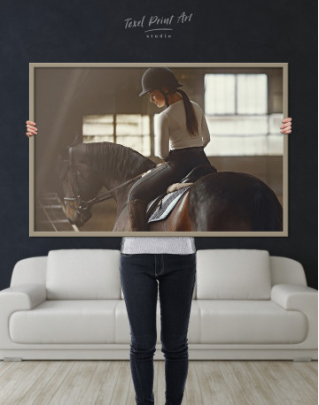 Framed Elegant Girl with a Horse Canvas Wall Art - image 1