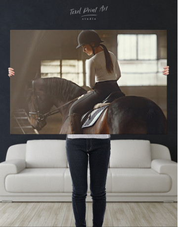 Elegant Girl with a Horse Canvas Wall Art - image 1
