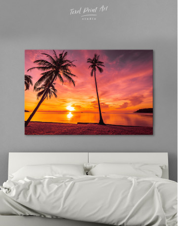 Tropical Beach Sunset Canvas Wall Art