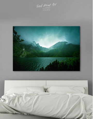 Fog and Dark Clouds in Mountains Canvas Wall Art