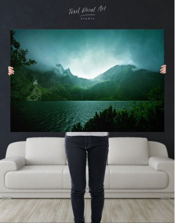 Fog and Dark Clouds in Mountains Canvas Wall Art - image 1