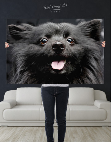 Happy Black Dog Canvas Wall Art - image 1