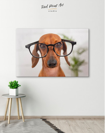 Dachshund with Galsses Canvas Wall Art - image 5