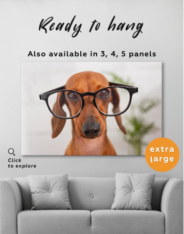 Dachshund with Galsses Canvas Wall Art - image 2