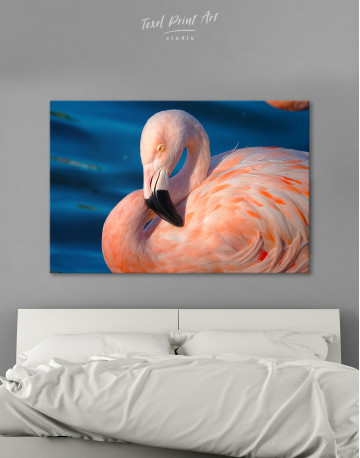 Swimming Pink Flamingo Canvas Wall Art
