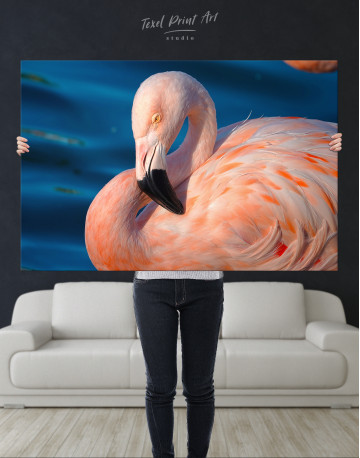 Swimming Pink Flamingo Canvas Wall Art - image 1