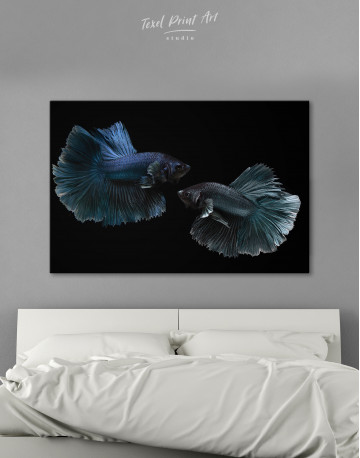 Black Siamese Fighting Fishes Canvas Wall Art