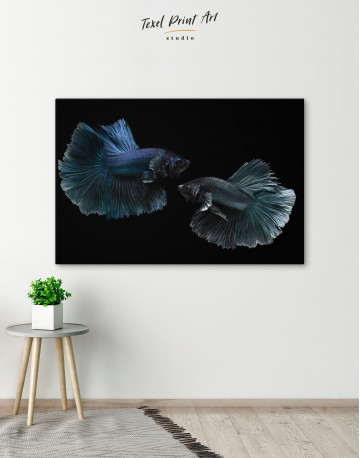 Black Siamese Fighting Fishes Canvas Wall Art - image 4