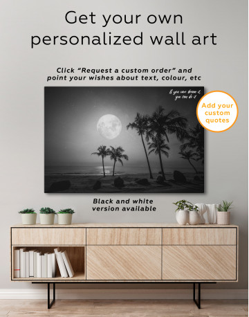 Tropical Beach with Full Moon Canvas Wall Art - image 8