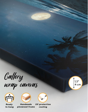 Fantasy Landscape Tropical Beach with Full Moon Canvas Wall Art - image 2
