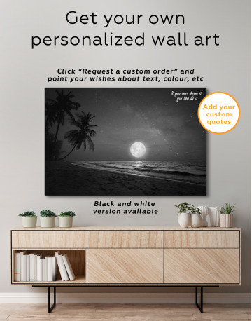 Fantasy Landscape Tropical Beach with Full Moon Canvas Wall Art - image 3