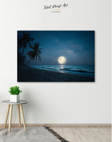 Fantasy Landscape Tropical Beach with Full Moon Canvas Wall Art - image 5