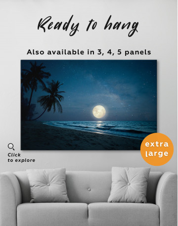 Fantasy Landscape Tropical Beach with Full Moon Canvas Wall Art - image 7
