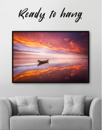 Framed Boat in a Lake on Sunset Canvas Wall Art - image 5