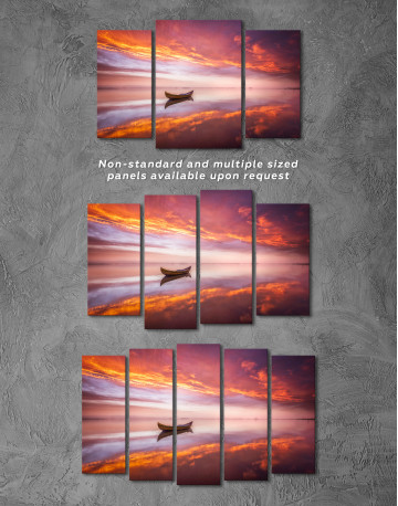 Boat in a Lake on Sunset Canvas Wall Art - image 3