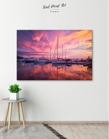 Dramatic Sunset over Sailboats Canvas Wall Art - image 4