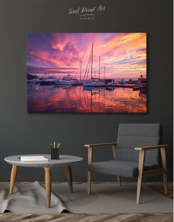 Dramatic Sunset over Sailboats Canvas Wall Art - image 6