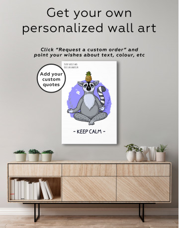 Cute Lemur Keep Calm Canvas Wall Art - image 3
