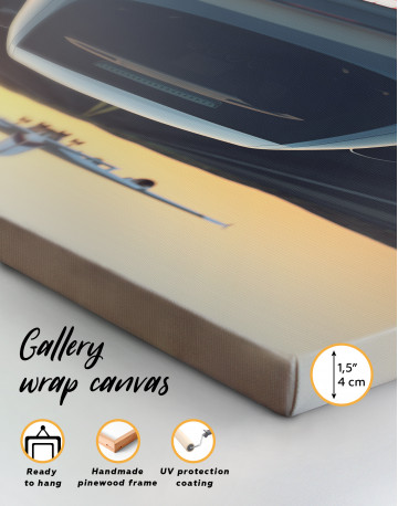 Car on the Runway with an Airplane Canvas Wall Art - image 2