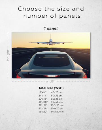 Car on the Runway with an Airplane Canvas Wall Art - image 1