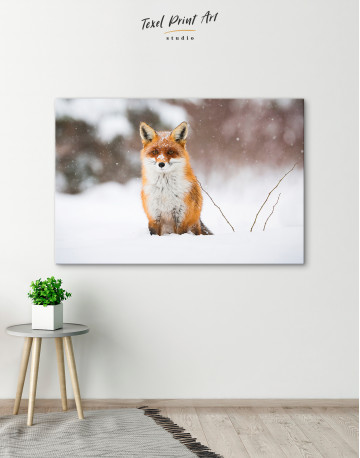 Red Fox in Winter Canvas Wall Art - image 3