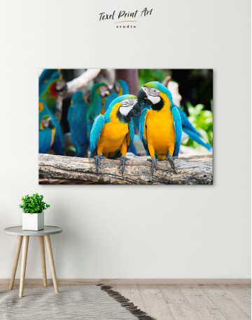 Two Blue and Yellow Macaw Parrots Canvas Wall Art - image 5