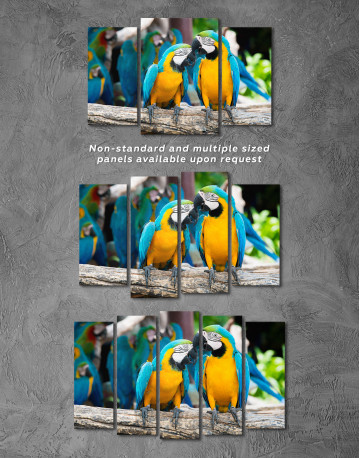 Two Blue and Yellow Macaw Parrots Canvas Wall Art - image 4