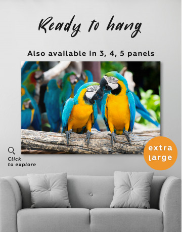 Two Blue and Yellow Macaw Parrots Canvas Wall Art - image 2